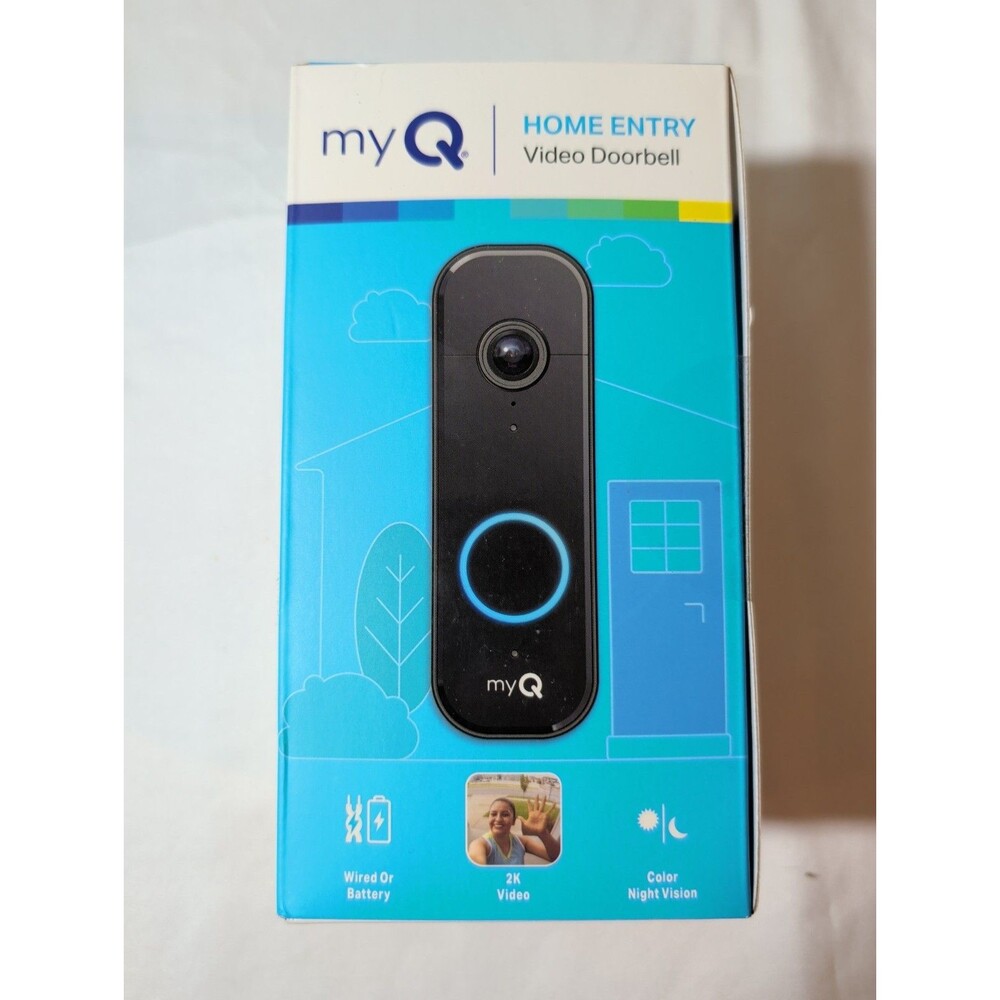 myQ Home Entry Video Doorbell 2K HD Color Night Vision Battery/Wired New Sealed